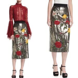 Alice + Olivia Ella embellished sequin skirt